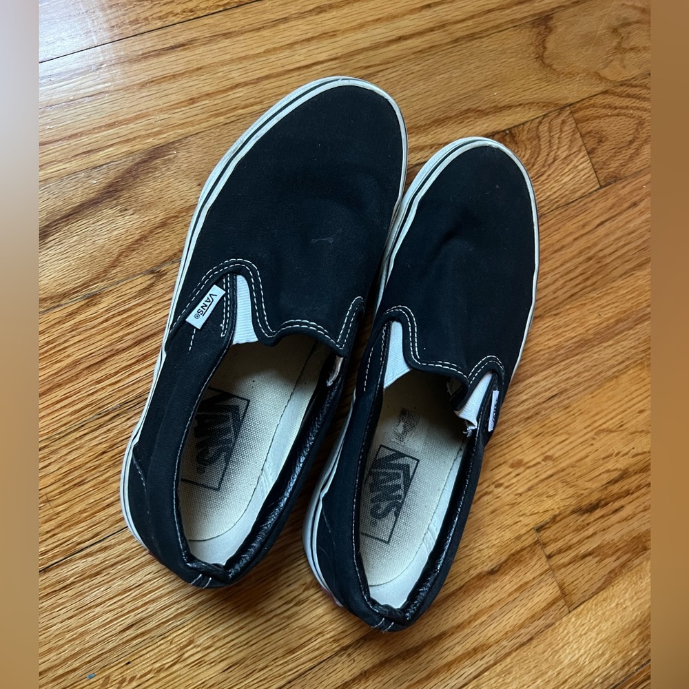 vans classic slip-on shoes - black canvas, unisex